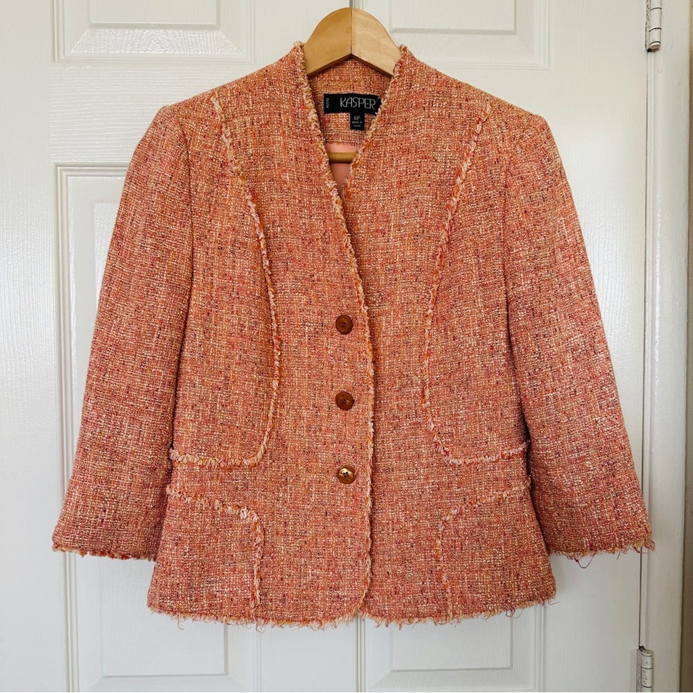 Kasper Women's Coral Tweed Skirt Suit